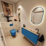 MONDIAZ TURE-DLUX Meuble toilette - 100cm - Jeans - EDEN - vasque Frappe - position droite - 1 trou de robinet SW1102801