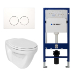 Ideal Standard Set de toilette à fond plat et abattant basic Up100 réservoir et Delta 25 bouton blanc SW20350