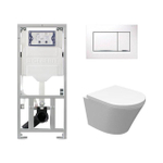 Wiesbaden Vesta Inbouwset - compact - 47cm - diepspoel wandcloset - softclose - quickrelease - rimless - afdekplaat sigma30 - glans wit SW161936