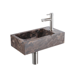 Saniclass Fuente pack lave-mains – rectangulaire – 40 x 22 x 10 cm – pierre naturelle anthracite – robinet inox brossé SW1445947