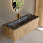 MONDIAZ KURVE-DLUX 120cm Meuble salle de bain - couleur Oak - 1 tiroir - vasque BIG LARGE centre - 1 trou de robinet - couleur Lava SW1137186