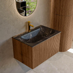 MONDIAZ KURVE-DLUX 70cm Meuble salle de bain - couleur Walnut - 1 tiroir - vasque BIG SMALL centre - 1 trou de robinet - couleur Lava SW1137243