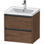 Duravit Ketho.2 Wastafelonderbouwkast - met 2 laden - 58.4x45.5x54.9cm - met grepen antracietdonker - mat noten (donker) (hout) SW772719