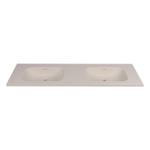 Saniclass Torino Plan vasque meuble - 160.5x46x17.5cm - solid surface - 2 vasques - sans trou de robinetterie - blanc cassé SW1471860