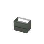 INK Wastafelonderkast - 70x45x52cm - 2 lades - greeploos - MDF lak - Mat beton groen SW416536