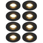QAZQA Shed Spot encastrable - set de 8 - 8,5x8,5cm - IP54 - rond - noir mat SW1210151