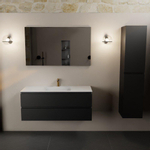 Mondiaz AIVY Ensemble de meuble - 120x45x50cm - 1 trou de robinet - 1 vasque talc Solid surface - Centre - 2 tiroirs - avec miroir - MDF Urban SW892335
