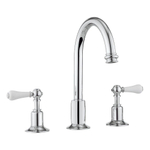 Crosswater Belgravia Robinet de lavabo - haut - 3 trous - poignées blanches - vidage - chrome SW24297
