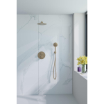 Fortifura Calvi Ensemble de douche à encastrer - rond - thermostatique - bras mural - douche principale de 25 cm - douchette ronde - flexible lisse - Laiton brossé PVD (Or) SW1244919