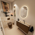 MONDIAZ TURE-DLUX Meuble toilette - 100cm - Rust - EDEN - vasque Frappe - position centrale - 1 trou de robinet SW1102997