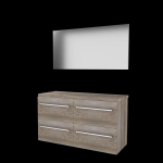 Basic-Line Basic 46 ensemble de meubles de salle de bain 120x46cm avec poignées 4 tiroirs plan vasque miroir mfc scotch oak SW639206