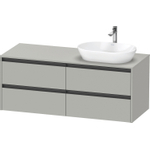 Duravit ketho 2 meuble sous lavabo avec plaque console avec 4 tiroirs pour lavabo à droite 140x55x56.8cm avec poignées anthracite béton gris mat SW772676