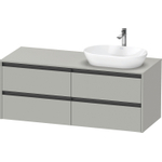 Duravit Ketho.2 Wastafelonderbouwkast - inclusief consoleplaat - met 4 laden - voor waskom rechts - 140x55x56.8cm - met handgrepen antraciet - betongrijs mat SW772676