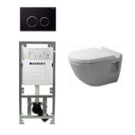 Duravit Philippe Starck 3 toiletset vlakspoel inbouwreservoir set bedieningsplaat sigma20 zwart SW32438