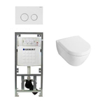 Villeroy & Boch Subway 2.0 Inbouwset met wandclosetpot wit softclose zitting afdekplaat sigma20 wit SW32460