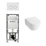 Villeroy et Boch Subway 2.0 Compact Pack WC avec abattant et réservoir encastrable Geberit et plaque de commande Sigma20 blanc SW32463