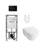 Villeroy Boch Subway 2.0 DirectFlush Toiletset - geberit reservoir - softclose - bedieningsplaat sigma20 - zwart SW32468