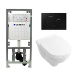 Villeroy & Boch O.novo ensemble encastré avec WC à fond creux blanc abattant softclose plan de couverture noir SW46973