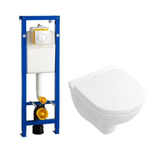 Villeroy & Boch O.novo Compact ensemble encastré Wisa avec cuvette suspendue à chasse profonde blanc abattant softclose plaque de commande blanche SW47073