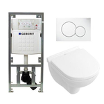 Villeroy & Boch O.novo Compact ensemble encastré avec WC suspendu à bride fermée blanc abattant softclose plaque de commande blanche SW66637
