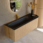 MONDIAZ KURVE 125cm Meuble salle de bain avec module 25 D - couleur Oak - 1 tiroir - 1 porte - vasque BIG MEDIUM gauche - 1 trou de robinet - Urban SW1138378