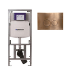 Geberit Inbouwreservoir UP320 met QeramiQ metal bedieningsplaat - dualflush - ronde knoppen - metaal koper SW976081
