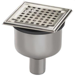 Van Den Berg siphon de sol 15,6x15,6cm sortie verticale 75 mm inox GA58066