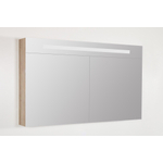 Saniclass Double Face Spiegelkast - 120x70x15cm - verlichting - geintegreerd - 2 links- rechtsdraaiende spiegeldeur - MFC - legno calore SW30768