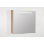 BRAUER 2.0 Spiegelkast - 80x70x15cm - verlichting geintegreerd - 2 links- en rechtsdraaiende spiegeldeuren - MFC - legno calore SW30771
