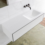 Mondiaz Lagom Meuble avec 2 tiroir 120x30x45cm vasque Cloud droite sans trous de robinet Solid Surface Urban SW409220