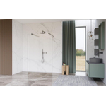 Fortifura Galeria Vrijstaande Inloopdouche - 120x200cm - Glas mat - antikalk - 8mm veiligheidsglas - wandsteunen - Geborsteld Gunmetal PVD SW992858