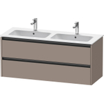 Duravit Ketho.2 Wastafelonderbouwkast - met 2 laden - voor dubbele wastafel - 128x48x55cm - met grepen antraciet - basalt mat SW772217