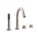 Wiesbaden Caral Mitigeur de bord de baignoire thermostatique 4 trous ensemble de finition avec corps encastré acier brossé SW377885