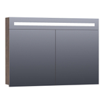 Saniclass 2.0 Spiegelkast - 100x70x15cm - verlichting geintegreerd - 2 links- en rechtsdraaiende spiegeldeuren - MFC - burned bark SW371628