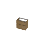 INK Wastafelonderkast - 70x45x65cm - 2 lades - greeploos - met houten keerlijst - MDF - Natur SW693379