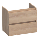BRAUER Joy meuble sous-lavabo peu profond - 60x39x50cm - 2 tiroirs softclose - sans poignée - 1 découpe pour siphon - chêne massif - lamelles chêne naturel SW393156