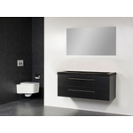 BRAUER Exclusive line Corestone 120 Meuble salle de bains 2 tiroirs et sans trou pour robinetterie avec miroir Black Wood SW21658