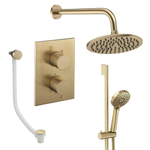 Crosswater MPRO inbouw regendoucheset – Ø20 cm hoofddouche – ronde handdouche – 2 hendels – badafvoer – messing geborsteld SW1472499