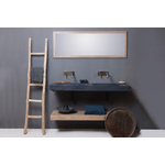 Forzalaqua Bellezza wastafel - 160.5x51.9x9cm - zonder kraangat - gezoet graniet (zwart) SW369889