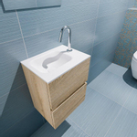 MONDIAZ ADA Toiletmeubel - 40x30x50cm - 1 kraangat - 2 lades - washed oak mat - wasbak links - Solid surface - Wit SW472757