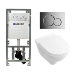 Villeroy & Boch O.novo ensemble encastré avec WC à fond creux blanc abattant softclose plan de couverture brillant chromé SW84536