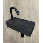 Wiesbaden Fonteinset Rhea S mini avec vasque à gauche quartz, robinet, siphon et bouchon de vidange mat noir SW545084
