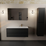 Mondiaz AIVY Ensemble de meuble - 120x45x50cm - 1 trou de robinet - 1 vasque Talc Solid surface - Droite - 2 tiroirs - avec miroir - MDF Urban SW892422