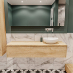 Mondiaz LUSH Meuble salle de bains avec 1 tiroir lavabo BARCO 150x30x45cm Droite sans trou de robinet Washed oak SW409610