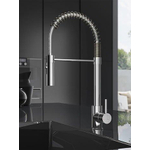 Hotbath Fellow Mitigeur de cuisine avec bec pivotant et douchette extractible flexible nickel brossé SW74100