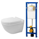 Duravit Starck 3 toiletset met inbouwreservoir wisa toiletzitting met softclose en argos bedieningsplaat wit SW93489
