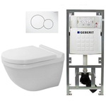 Duravit Starck 3 Pack WC avec bâti-support Geberit et abattant softclose Saniclass plaque de commande sigma01 blanc SW791682