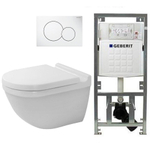 Duravit Starck 3 toiletset met inbouwreservoir geberit toiletzitting met softclose en sigma01 bedieningsplaat wit SW93488