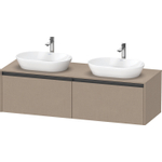 Duravit ketho meuble sous 2 lavabos avec plaque console et 2 tiroirs pour double lavabo 160x55x45.9cm avec poignées anthracite lin mat SW771928