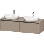 Duravit Ketho.2 Wastafelonderbouwkast - inclusief consoleplaat - met 2 laden - voor dubbele waskommen - 160x55x45.9cm - met handgrepen antraciet - linnen mat SW771928